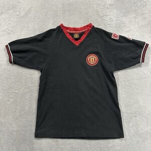 Manchester United Leisure Tee Men Medium Short Sleeve Red Devils 7 V Neck Black